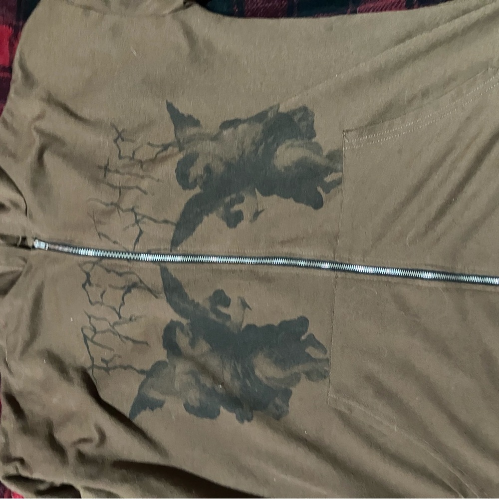 Brown Hoodie with Black Graphic Design